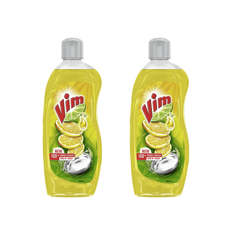 Vim Dishwash Liquid Gel Lemon 500 ml Bottle (Pack of 2)