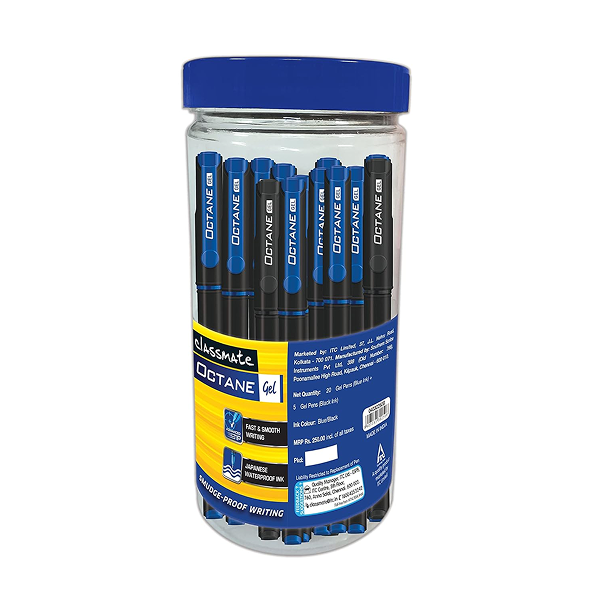 Octane Gel Pen Blue & Black Pen Assorted Jar 25 Pens