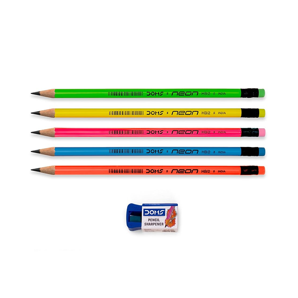 Doms Neon Rubber Tipped Pencils Pack of 10